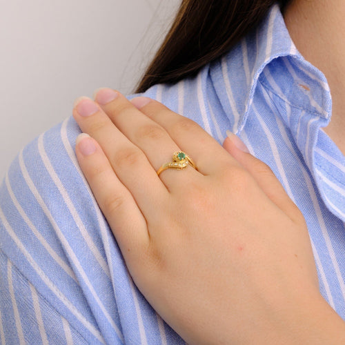 Bague 54 Bague or jaune Diamants et Émeraude 58 Facettes DV0225-3