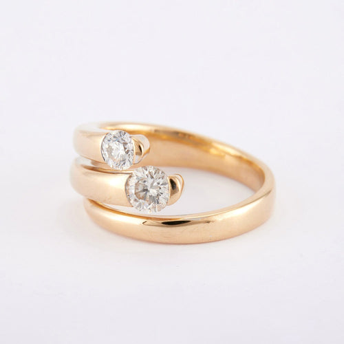 Bague Bague Or jaune 2 Diamants 58 Facettes