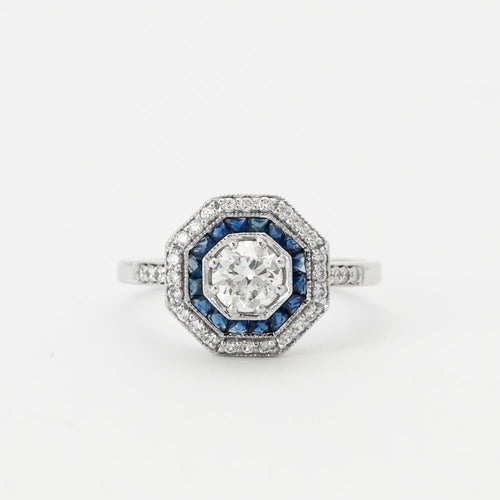 Bague 53 Bague Style Art Déco Saphirs Diamants 58 Facettes DV0359-1