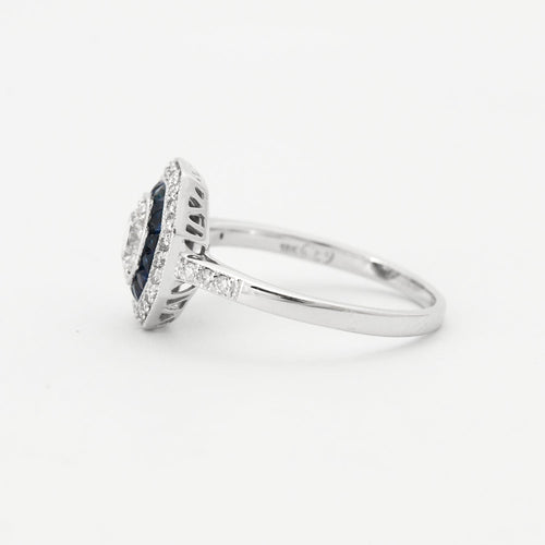Bague 53 Bague Style Art Déco Saphirs Diamants 58 Facettes DV0359-1