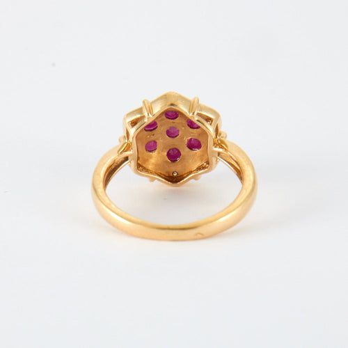 Bague 48 Bague style Marguerite Rubis Diamants 58 Facettes DV0192-1