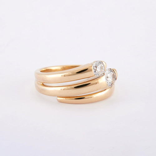 Bague Bague Or jaune 2 Diamants 58 Facettes