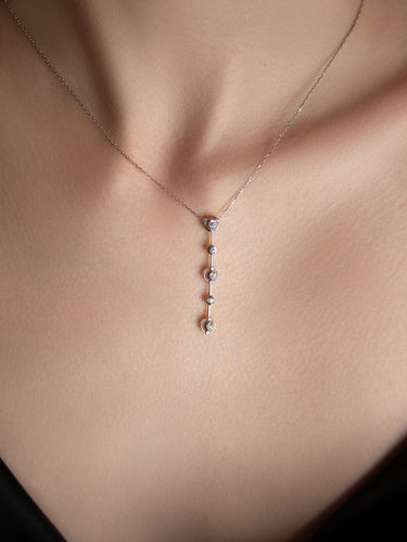 Pendentif Collier en Or blanc 18 carats, diamants  0,17ct 58 Facettes