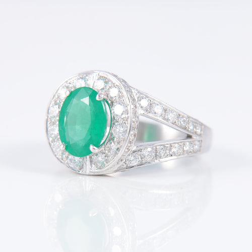 Bague Bague Jonc Emeraude Diamants 58 Facettes