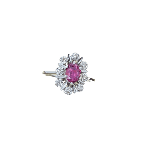 Bague Bague Marguerite en or blanc diamants et rubis 58 Facettes 16115