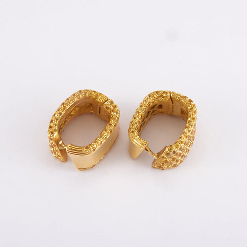 Boucles d'oreilles 2cm x 1cm / Jaune / Or 750 Boucles d'oreilles Saphirs jaune 58 Facettes 190057R