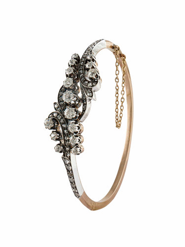 Bracelet Bracelet Jonc Ancien Or Rose, Argent & Diamants 58 Facettes 200001