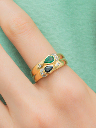 Bague Bague Saphir Emeraude Diamants 58 Facettes B0378