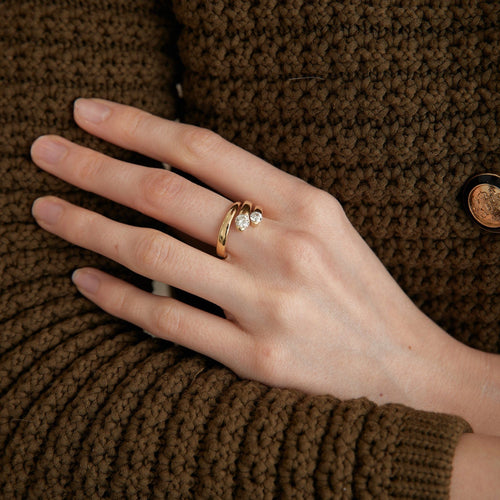 Bague Bague Or jaune 2 Diamants 58 Facettes