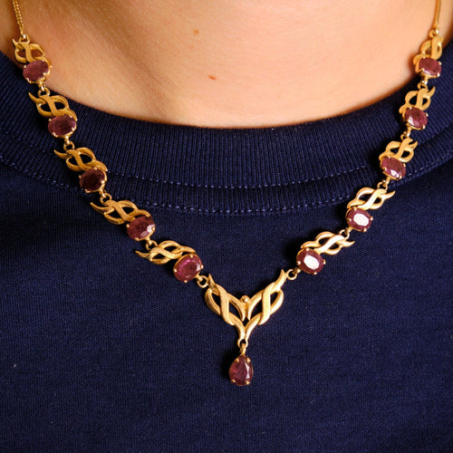 Collier Collier draperie rubis or jaune 58 Facettes DV0299-4