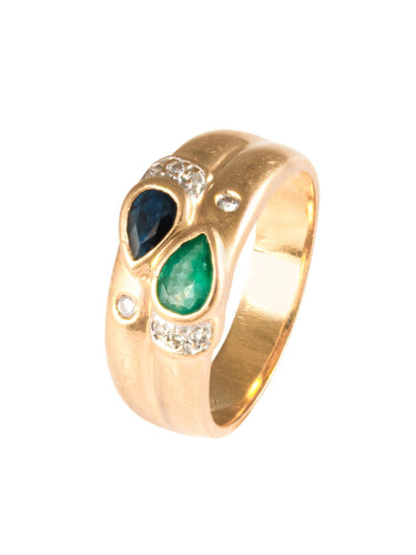 Bague Bague Saphir Emeraude Diamants 58 Facettes B0378