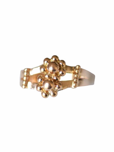Bague Bague ancienne fleurs et boules en or 18Kt 58 Facettes