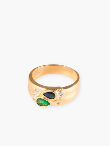 Bague Bague Saphir Emeraude Diamants 58 Facettes B0378