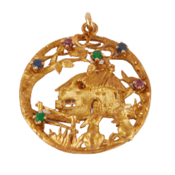 Pendentif Pendentif Chaumière Lapins 58 Facettes DV0055-6