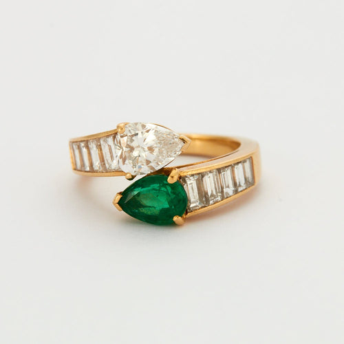 Bague 52 Van Cleef & Arpels - Bague Toi & Moi Diamants Emeraude 58 Facettes DV0373-1