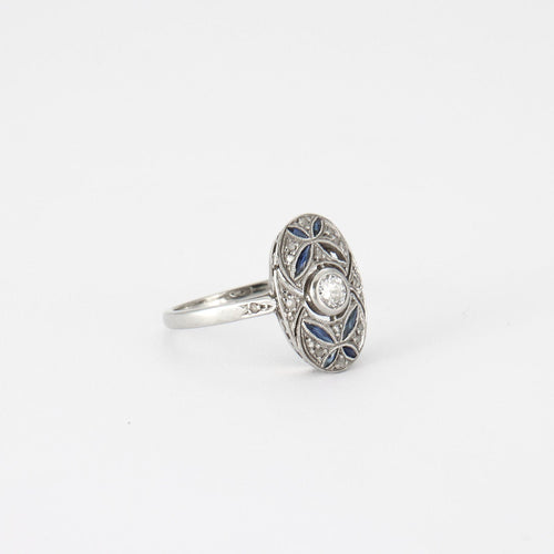 Bague 51 Bague style Art Déco Diamants Saphirs 58 Facettes DV0071-2