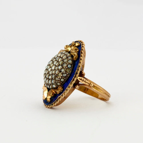 Bague 54 Bague Victorienne Email et Perles 58 Facettes DV0222-26