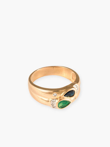 Bague Bague Saphir Emeraude Diamants 58 Facettes B0378