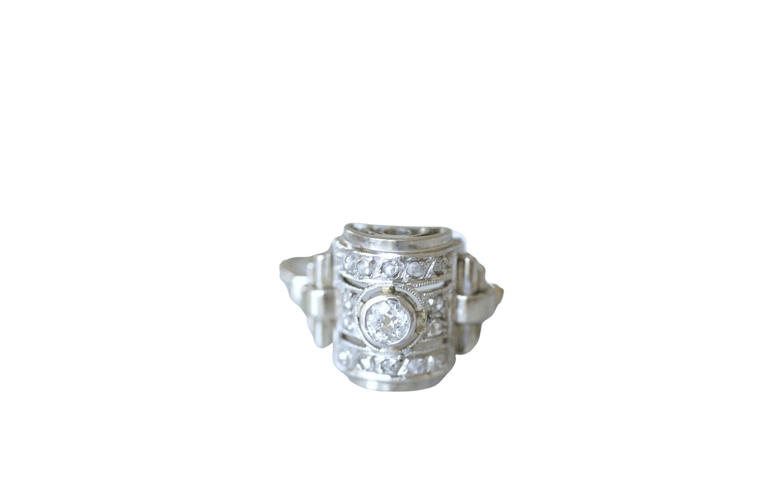 Bague 58 Bague dôme Art Déco diamants 58 Facettes