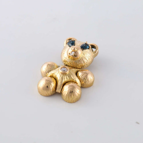 Pendentif Pendentif Ourson articulé Diamants et Saphirs 58 Facettes