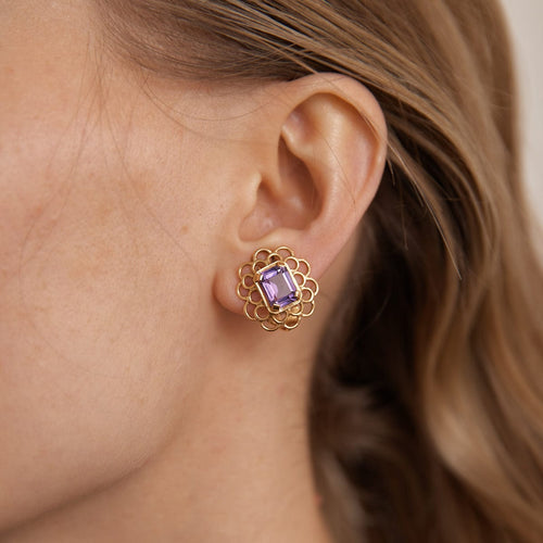 Boucles d'oreilles Jaune / Or 750 Clips d'oreilles Améthystes 58 Facettes 210100R