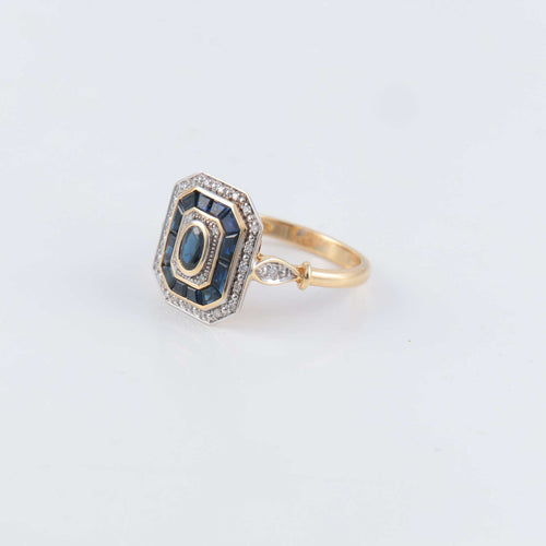 Bague Bague style Art Déco Saphirs Diamants 58 Facettes PVE1