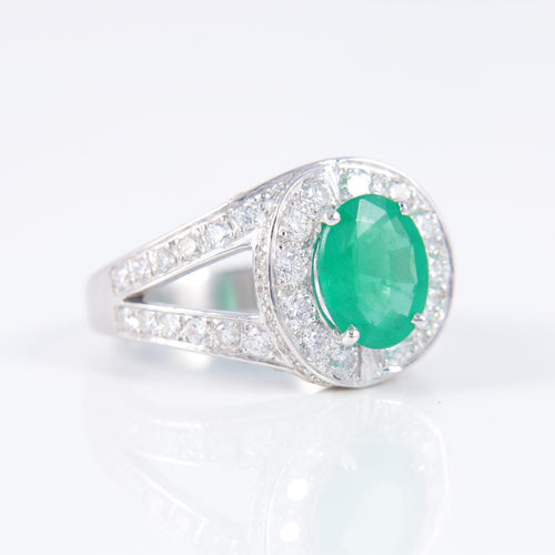 Bague Bague Jonc Emeraude Diamants 58 Facettes