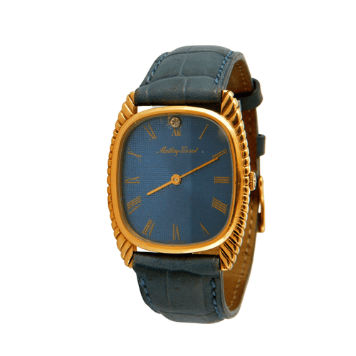 Montre Montre mécanique MATHEY-TISSOT Or jaune/cuir bleu 58 Facettes