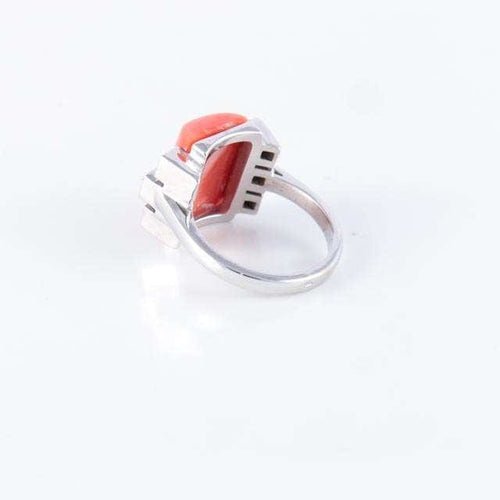 Bague Bague Corail Diamants noirs 58 Facettes B0956