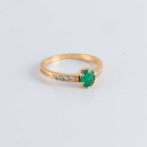 Bague 52 Bague Emeraude épaulée de Diamants 58 Facettes FM64