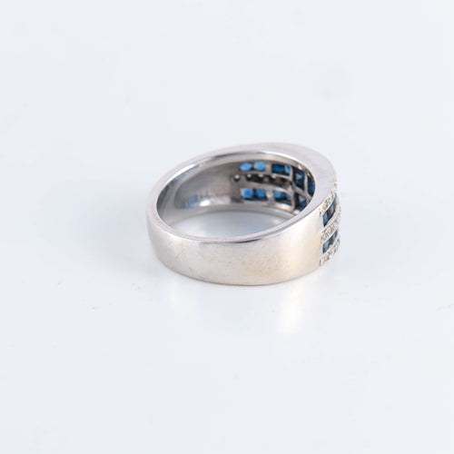 Bague 56 Bague Saphirs calibrés et Diamants 58 Facettes FM94