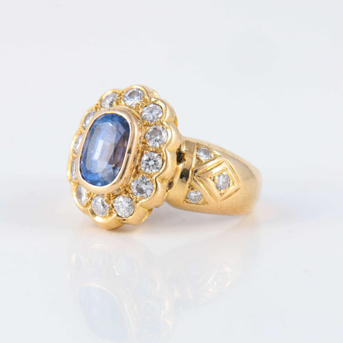 Bague Bague Marguerite Saphir Diamants Or jaune 58 Facettes