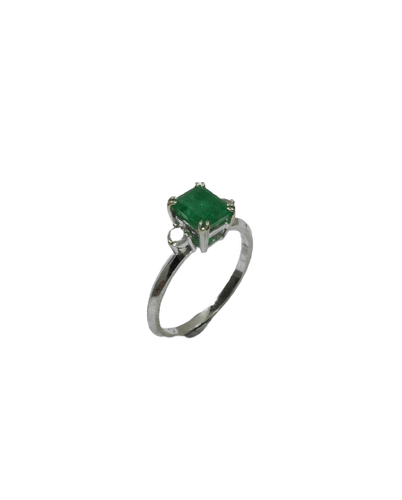 Bague 53 Bague Or Blanc Diamants Et émeraude 58 Facettes