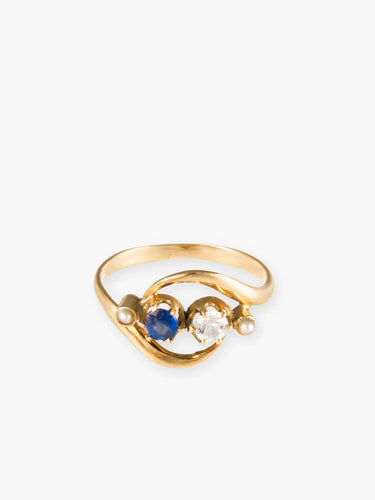 Bague 47 Bague Saphir et Saphirs blancs 58 Facettes B355