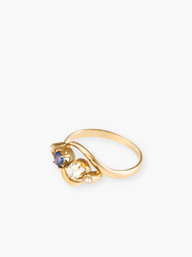 Bague 47 Bague Saphir et Saphirs blancs 58 Facettes B355