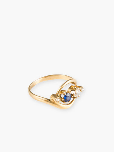 Bague 47 Bague Saphir et Saphirs blancs 58 Facettes B355