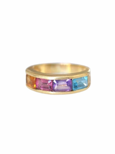 Bague jonc pierres arc en ciel en or 58 Facettes
