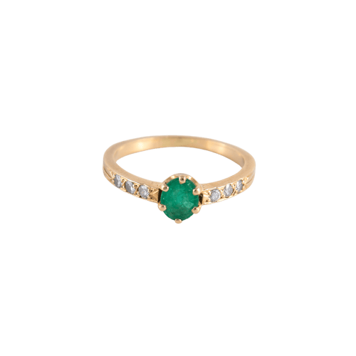Bague 52 Bague Emeraude épaulée de Diamants 58 Facettes FM64