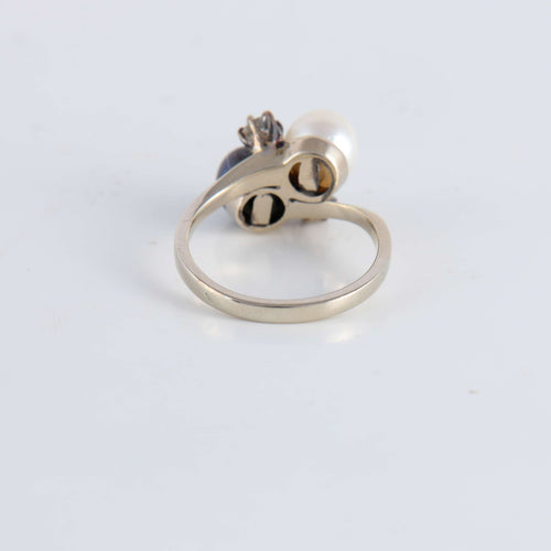 Bague 53 Bague Toi & Moi Perles Diamants 58 Facettes FM115