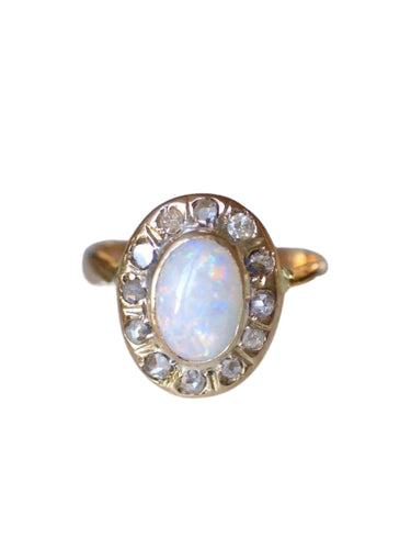 Bague Bague de fiançailles opale entourage diamants 58 Facettes