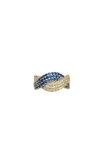 Bague Bague ruban entrelacés diamants et saphirs 58 Facettes
