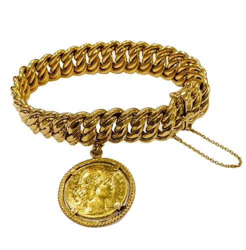 Bracelet Bracelet pièce vintage maille américaine or jaune 58 Facettes