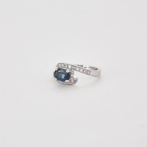 Bague 52 Bague jonc croisé Saphir Diamants 58 Facettes DV0463-3