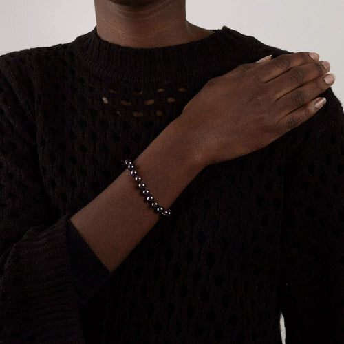Bracelet Bracelet perles de culture grises et aubergine, fermoir or 58 Facettes DV0489-1