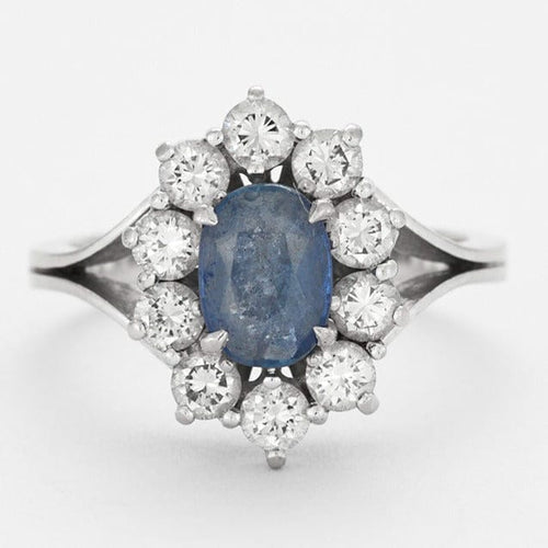 Bague Bague marguerite en or gris, saphir et diamants 58 Facettes DV0497-6