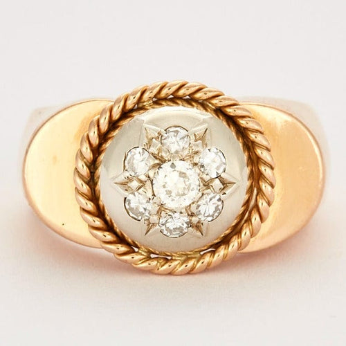 Bague Bague jonc en or jaune, or gris et diamants 58 Facettes DV0523-2