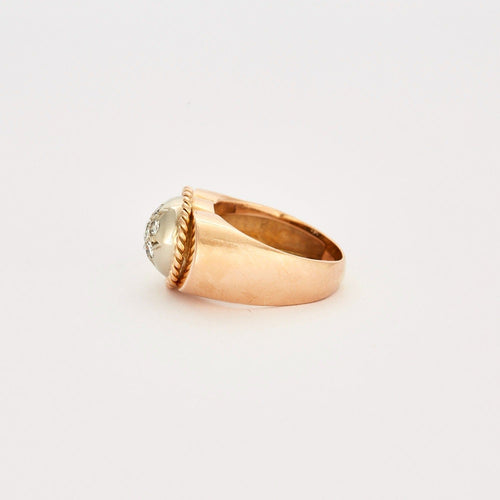 Bague Bague jonc en or jaune, or gris et diamants 58 Facettes DV0523-2