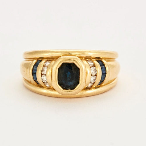 Bague Bague godronné saphir et diamants 58 Facettes DV0548-4