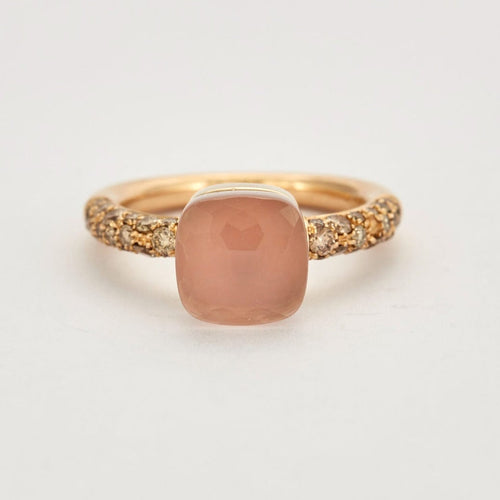 Bague POMELLATO - Nudo Rosa Petit - Quartz rose, calcédoine et diamants 58 Facettes DV1746-4