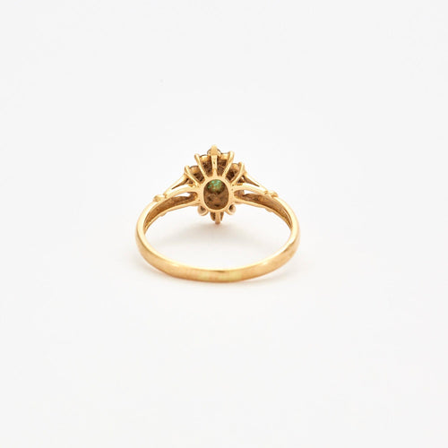 Bague Bague marguerite or jaune, émeraude et diamants 58 Facettes DV1340-2